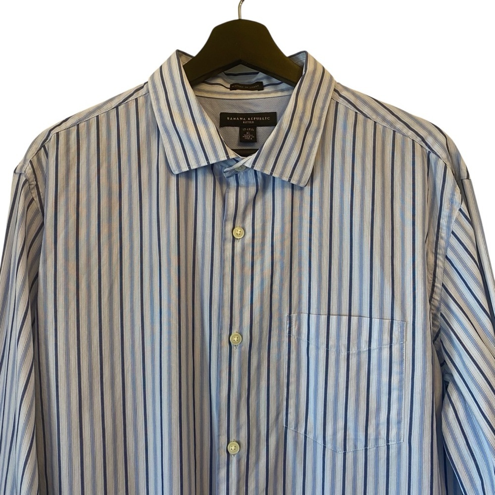 Banana Republic Italian Woven Men's XL Shirt Long sleeve Blue White Stripes